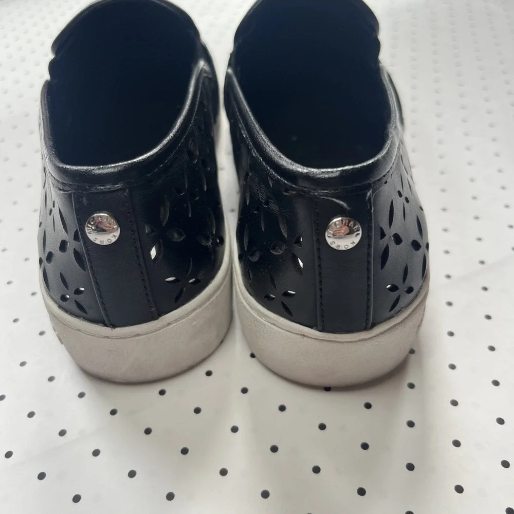 Michael‎ Kors Black Floral Laser Cut Slip On Platform Sneakers Womens 8M